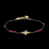Damen Armband ANTHAREA Gold Edelstahl Rote Perlen
