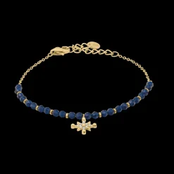 Damen Armband ANTHAREA Gold Edelstahl Blaue Perlen