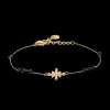 Damen Armband  ANTHAREA Gold Edelstahl Schwarze Perlen