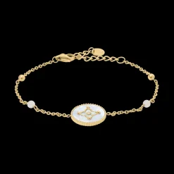 Damen Armband TALLIA Gold Edelstahl Weisse Perlmutt