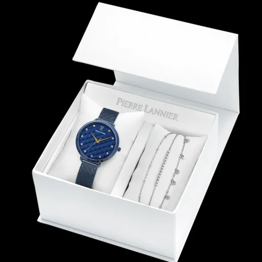 Damen Set GRACE Blau Zifferblatt Blau Milanaise Armband