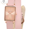 Damen Uhr ARIANE Roségold Zifferblatt Rosarot Leder Armband