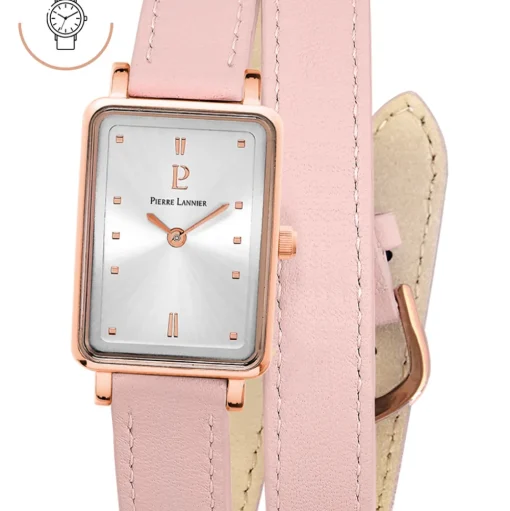 Damen Uhr ARIANE Silber Zifferblatt Rosarot Leder Armband