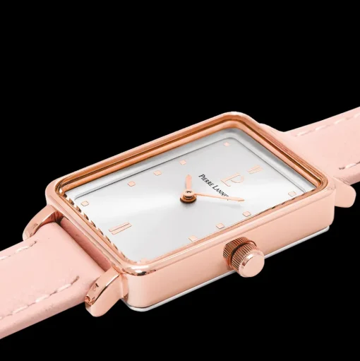 Damen Uhr ARIANE Silber Zifferblatt Rosarot Leder Armband