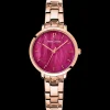 Damen Uhr AURA Himbeer Zifferblatt Roségold Edelstahl Armband