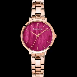 Damen Uhr AURA Himbeer Zifferblatt Roségold Edelstahl Armband