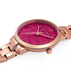 Damen Uhr AURA Himbeer Zifferblatt Roségold Edelstahl Armband