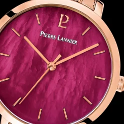 Damen Uhr AURA Himbeer Zifferblatt Roségold Edelstahl Armband