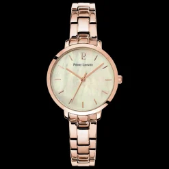 Damen Uhr AURA Weiss Zifferblatt Roségold Edelstahl Armband