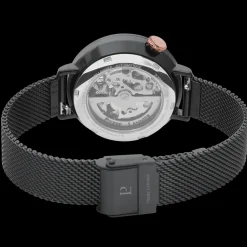 Damen Uhr AUSTRALE Schwarz Zifferblatt Grau Edelstahl 14 MM Armband