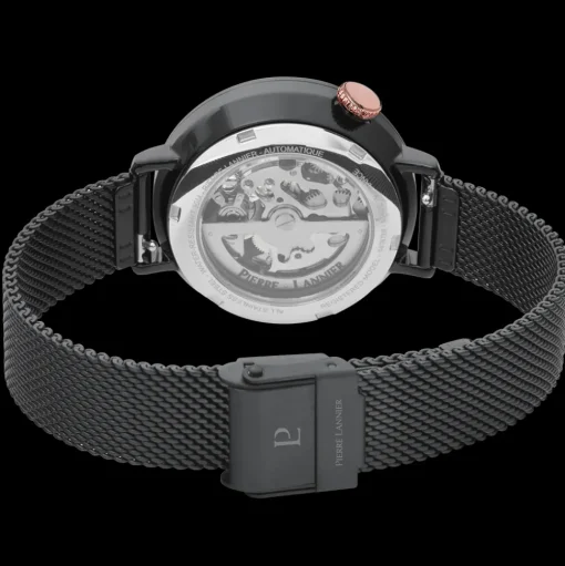Damen Uhr AUSTRALE Schwarz Zifferblatt Grau Edelstahl 14 MM Armband