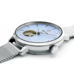 Damen Uhr AUTOMATIC Blau Zifferblatt Silber Milanaise Armband
