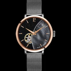 Damen Uhr CELESTE Schwarz Zifferblatt Grau Milanaise 16MM Armband