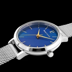 Damen Uhr CHOUQUETTE Blau Zifferblatt Silber Milanaise Armband