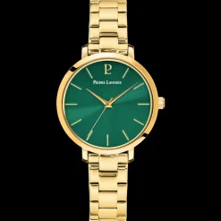 Damen Uhr CHOUQUETTE Grün Zifferblatt Gold Edelstahl Armband
