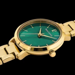 Damen Uhr CHOUQUETTE Grün Zifferblatt Gold Edelstahl Armband
