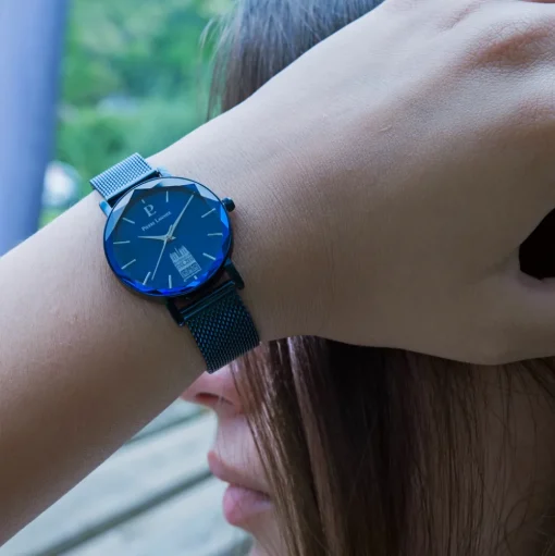 Damen Uhr COEUR BATTANT Blau Zifferblatt Blau Milanaise 14 MM Armband