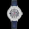 Damen Uhr COEUR BATTANT Silber Zifferblatt Blau Leder 14 MM Armband