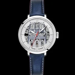 Damen Uhr COEUR BATTANT Silber Zifferblatt Blau Leder 14 MM Armband
