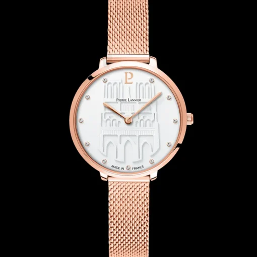 Damen Uhr COEUR BATTANT Weiß Zifferblatt Roségold Milanaise 12 MM Armband