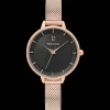 Damen Uhr DELICE Schwarz Zifferblatt Roségold Milanaise Armband