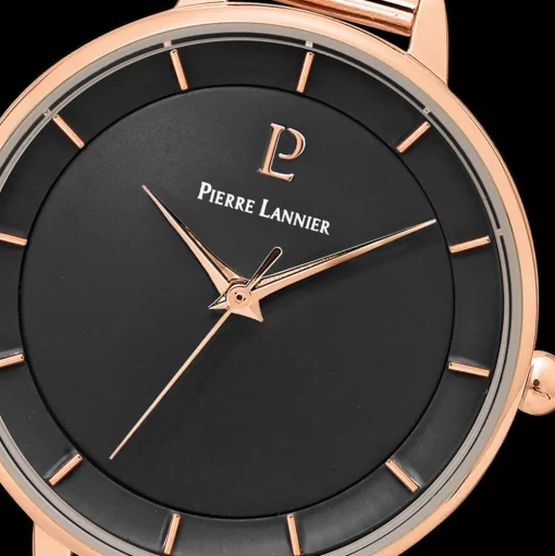 Damen Uhr DELICE Schwarz Zifferblatt Roségold Milanaise Armband