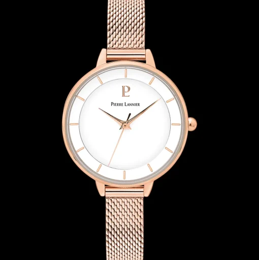 Damen Uhr DELICE Weiss Zifferblatt Roségold Milanaise Armband