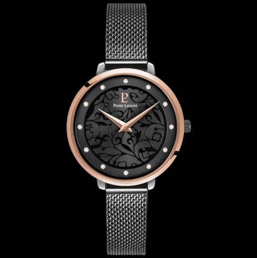 Damen Uhr EOLIA Grau Zifferblatt Grau Milanaise Armband