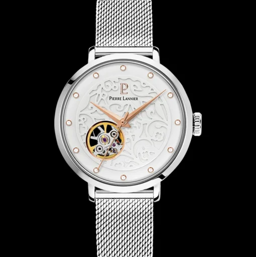 Damen Uhr EOLIA Weiss Zifferblatt Silber Milanaise Armband
