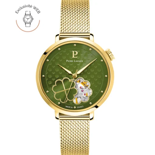 Damen Uhr ESPERANCE Grün Zifferblatt Grün Milanaise 14 MM Armband
