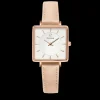 Damen Uhr LECARÉ Weiss Zifferblatt Rosarot Leder Armband