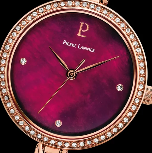 Damen Uhr LEIA Himbeer Zifferblatt Roségold Edelstahl Armband