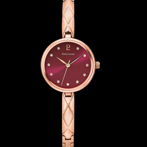 Damen Uhr LEIAHimbeer Zifferblatt Roségold Edelstahl Armband