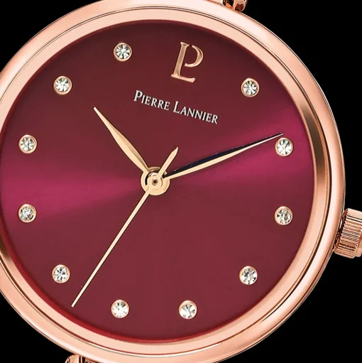 Damen Uhr LEIAHimbeer Zifferblatt Roségold Edelstahl Armband