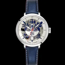 Damen Uhr ÉLYSÉE Silber Zifferblatt Blau Leder Armband