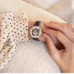 Damen Uhr ÉLYSÉE Silber Zifferblatt Blau Leder Armband