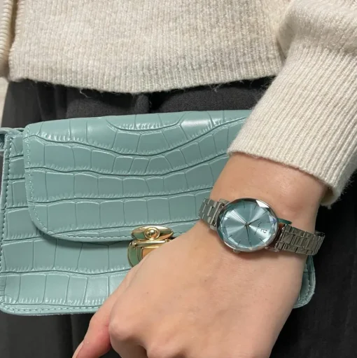 Damen Uhr MULTIPLES Blau Zifferblatt Silber Edelstahl Armband