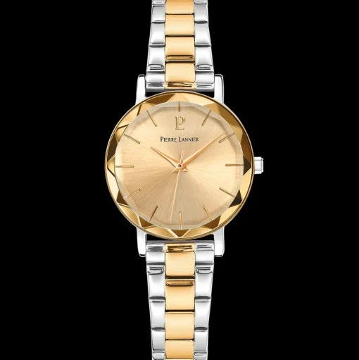 Damen Uhr MULTIPLES Gold Zifferblatt Zweifarbig Edelstahl Armband