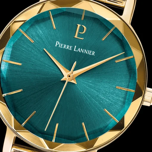 Damen Uhr MULTIPLES Grün Zifferblatt Gold Edelstahl Armband