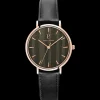 Damen Uhr NATURE Schwarz Zifferblatt Schwarz Leder Armband