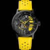 Damen Uhr PADDOCK Schwarz Zifferblatt Gelb Leder 20 MM Armband