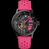 Damen Uhr PADDOCK Schwarz Zifferblatt Rosa Leder 20 MM Armband