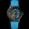 Damen Uhr PADDOCK Schwarz Zifferblatt Blau Leder 20 MM Armband