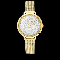 Damen Uhr PETITE CRISTAL Weiss Zifferblatt Gold Milanaise Armband