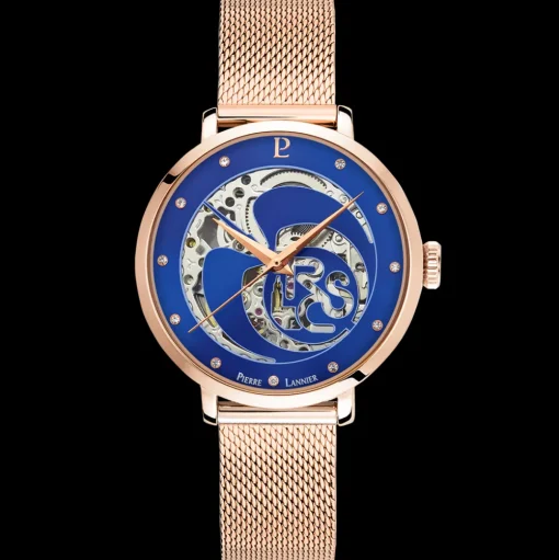 Damen Uhr RCS Blau Zifferblatt Roségold Milanaise Armband