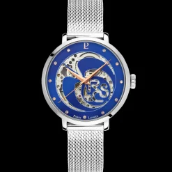 Damen Uhr RCS Blau Zifferblatt Silber Milanaise Armband