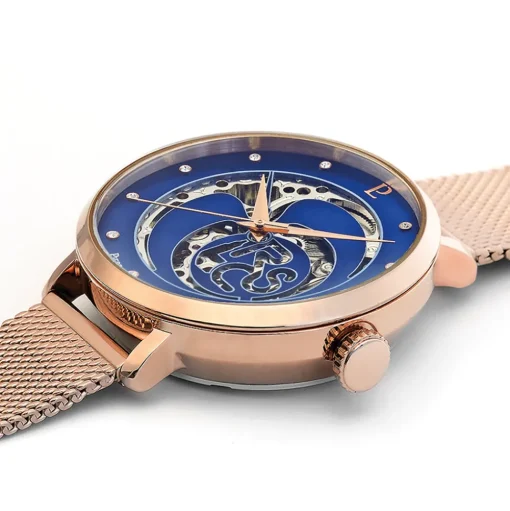 Damen Uhr RCS Blau Zifferblatt Roségold Milanaise Armband