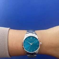 Damen Uhr ROXANE Blau Zifferblatt Silber Edelstahl Armband