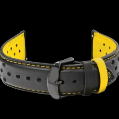 Herren Armband Perforiertes Leder Schwarz 22 MM