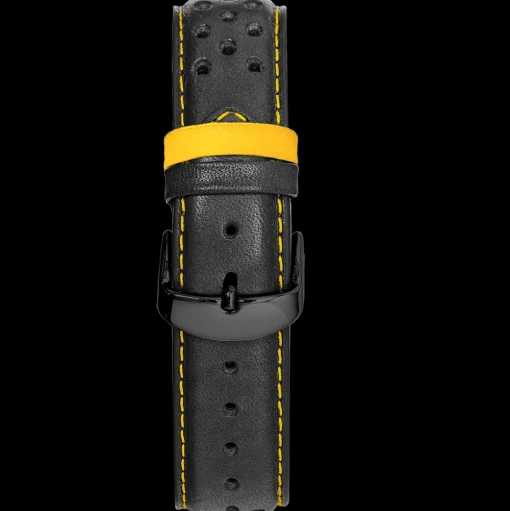 Herren Armband Perforiertes Leder Schwarz 22 MM